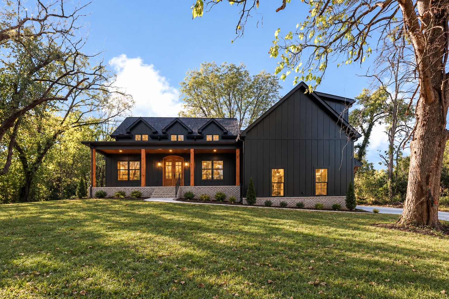 Dark timber, warm wood, and daylight through the trees. A considered study of architecture and the spaces within.