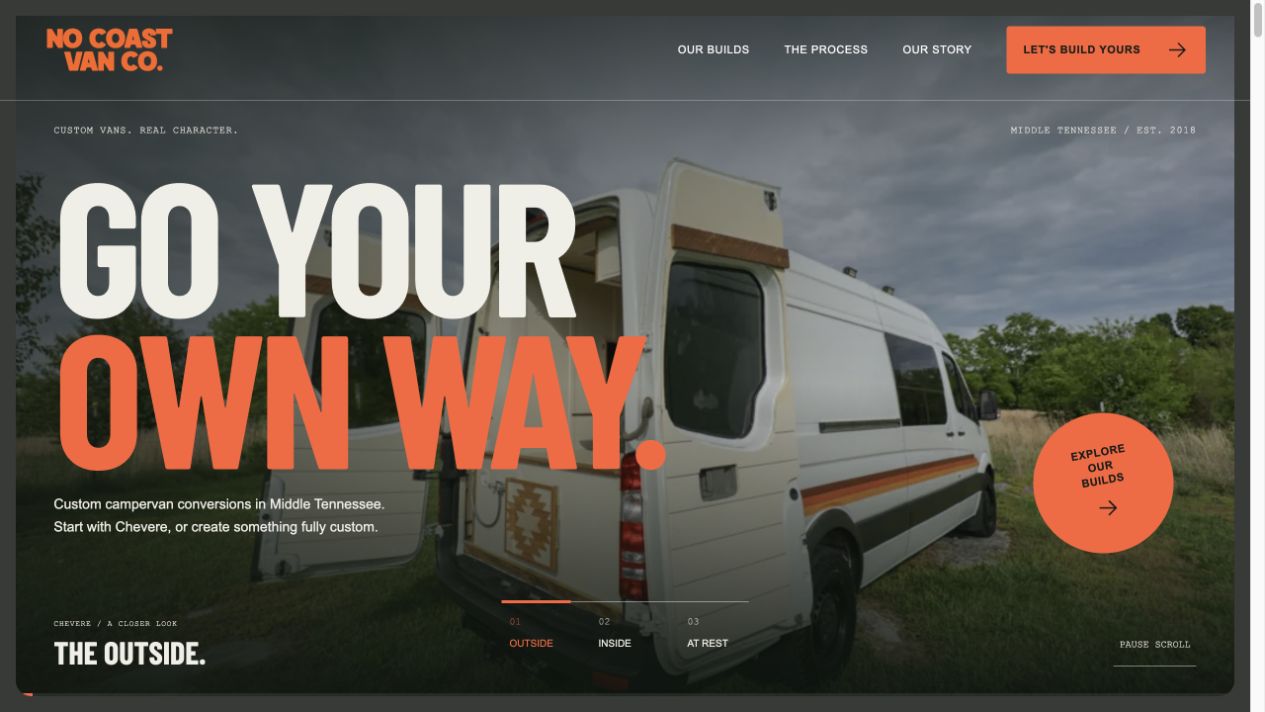 No Coast Vans homepage preview